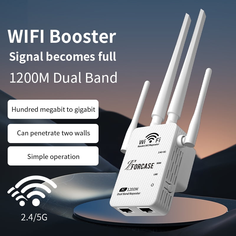 Répéteur WiFi sans fil 1200 Mbps Amplificateur de signal WiFi double bande 2.4 G 5 G Extendeur
