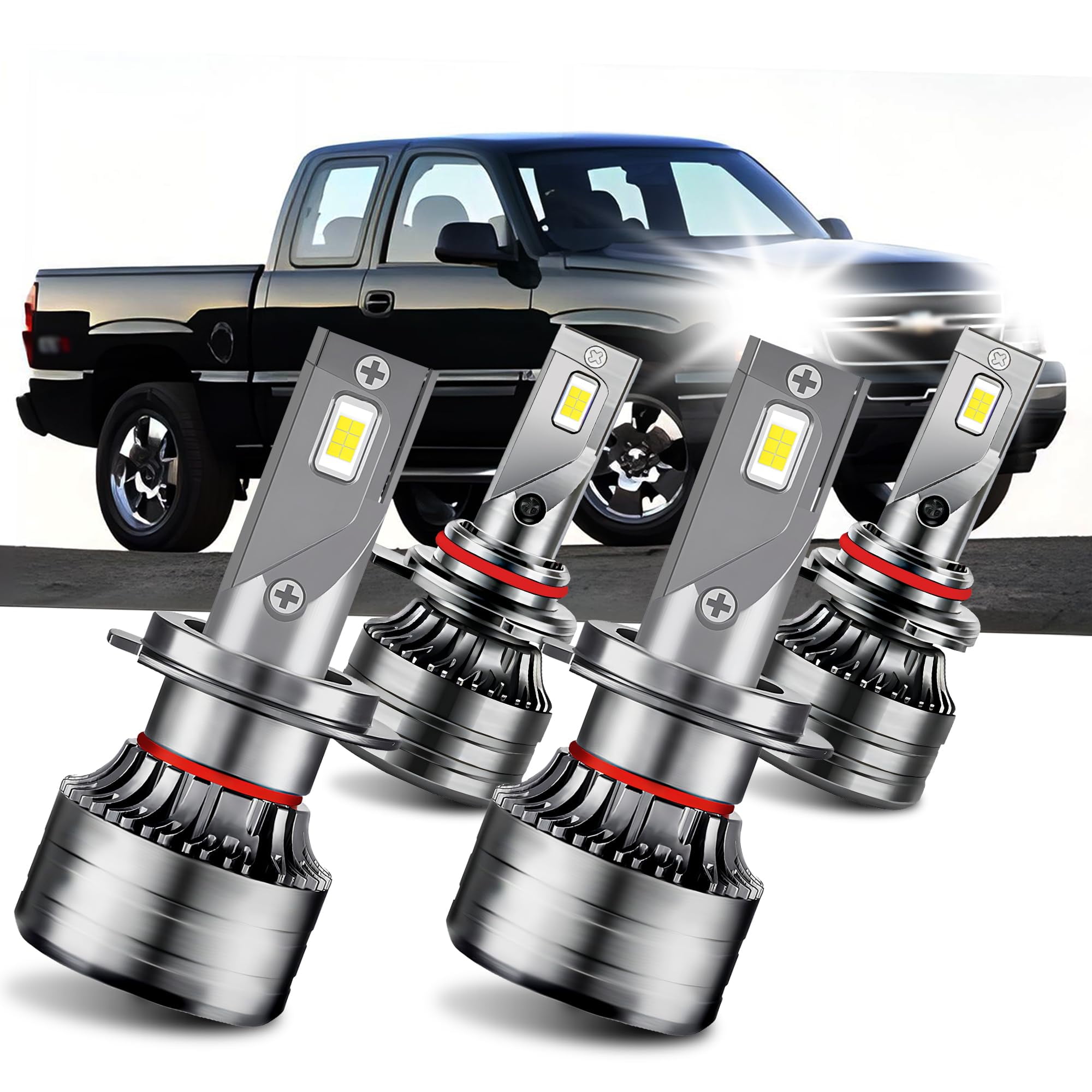 HUOKEDS for 19992006 Chevy RE32Silverado 1500 2500 3500HD LED Headlights  Lights Bulbs Combo 6000K Super Bright White High Low Beam Headlamps LED  Blubs