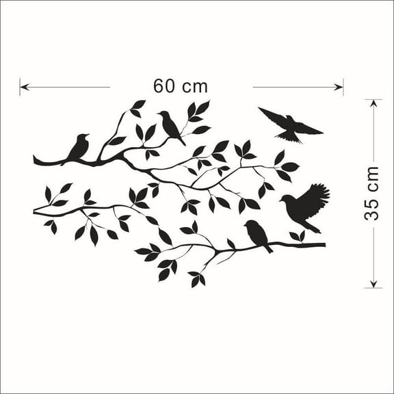 HUOMAQFAN Tree Branches Birds Wall Sticker Removable Wall Decal Decoration Vinyl Bedroom Living Room Wall Art Black