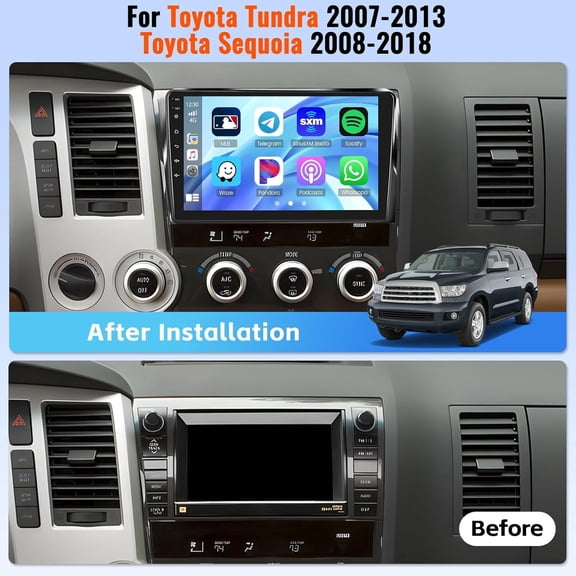 HUONA 10.1-inch Car Radio Stereo Android 15 GPS Navi Head Unit Fit for Carplay Android Auto FM/RDS SWC WiFi Bluetooth Car Player 2+64G for Toyota Tundra 2007-2013, Sequoia 2008-2018