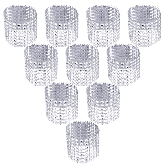 HUONA 100Pcs Napkin Rings Rhinestone Napkin Rings Shiny Napkin Holders Napkin Preservation Table Napkin Plate Decoration Restaurant Wedding Dining Banquet Festival Setting Silver