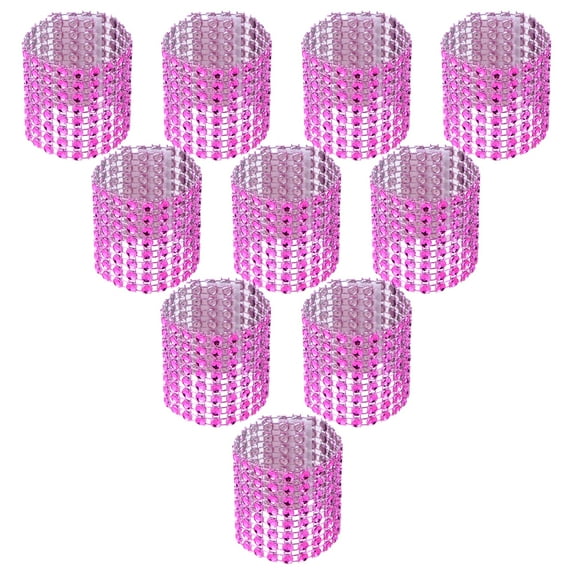 HUONA 100Pcs Napkin Rings Rhinestone Napkin Rings Shiny Napkin Holders Napkin Preservation Table Napkin Plate Decoration Restaurant Wedding Dining Banquet Festival Setting Rosy