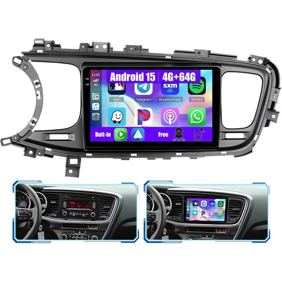 HUONA 2+64G Android 13 Car Stereo GPS Navigation for Kia Optima K5 2011-2015 with Carplay Android Auto 9in Car Radio with Bluetooth WiFi FM/RDS SWC Split Screen + AHD Backup Cam
