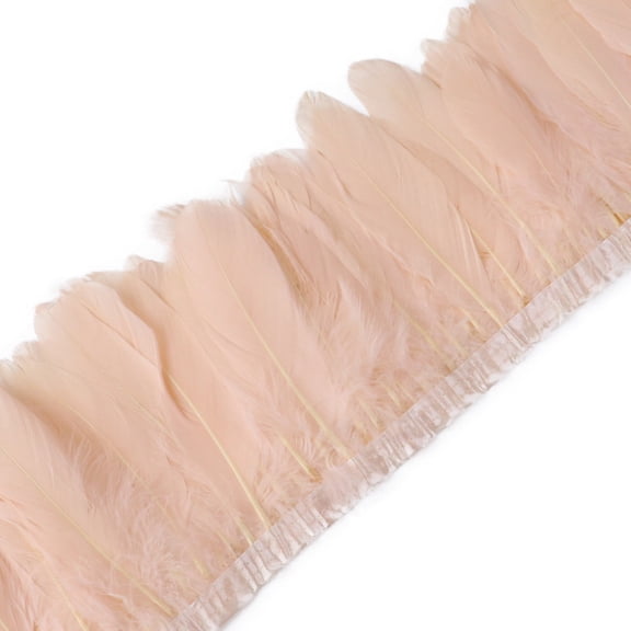 HUONA 2M Feather Fringe Trim Feather Tassels Fluffy Feather Fringe Trimming DIY Feather Clothing Hat Stage Performance Props Handmade Goose Feather Decoration Pale Yellow