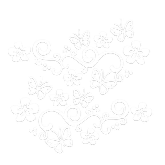 HUONA 2Pcs Car Decorative Stickers Creative Butterfly Flower Vine Pattern Decorative Stickers RV Truck Doors Windows Wall Decals White