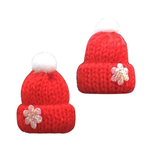 HUONA 2Pcs Christmas Knitted Hat Perfume Clip Mini Air Freshener Air Conditioner Air Outlet Fragrance Clip Christmas Hat Car Decoration Red