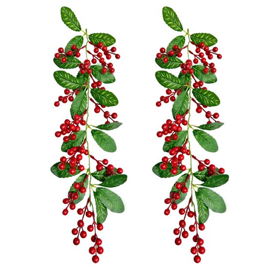 HUONA 2Pcs Christmas Ornament Artificial Berry Vines Decoration Simulation Christmas Red Berry Vine for Weddings Type 2