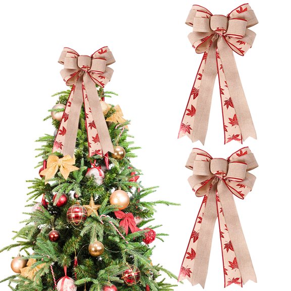 HUONA 2Pcs Christmas Tree Bow Decoration Christmas Decorative Bows Double Layer Big Bow Knot Ornaments for Christmas Thanksgiving Tree Window Room Stairs Party Home Decoration Type 5