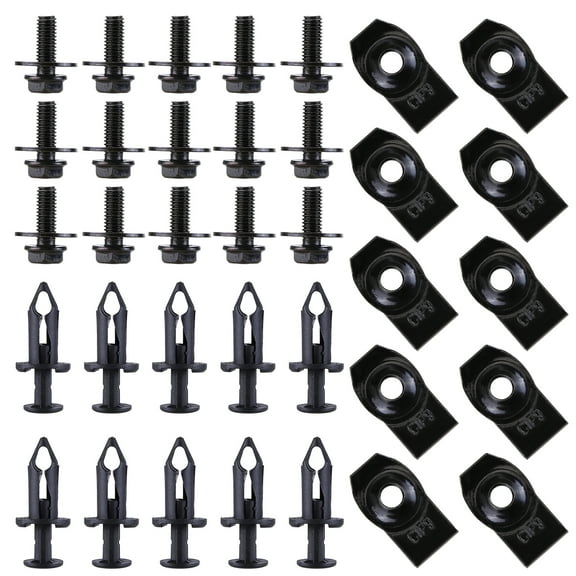 HUONA 35PCS Engine Under Cover Splash Shield Guard Body Bolts Bumper Fender Liner Push Retainer Fastener Rivet Clips , black