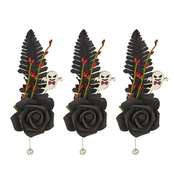 HUONA 3Pcs Black Rose Brooch Flower Brooch Pin Prom Banquet Delicate Flower Boutonniere Flower Accessories Festival Party Type B
