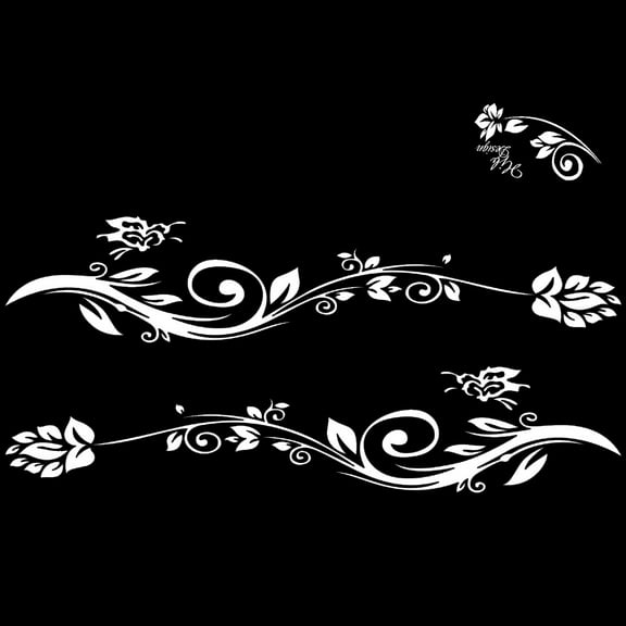 HUONA 3Pcs Universal Car Stickers Car Body Door Side Skirt Car Hood Butterfly Flower Decal Sticker Exterior Decoration White