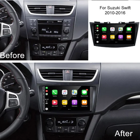 HUONA 4GB+64GB, 9-Inch Android 15 Car Stereo - Compatible with Suzuki Swift 2010-2016, All-in-One with CarPlay/Android Auto Support, Bluetooth, WiFi and Navigation