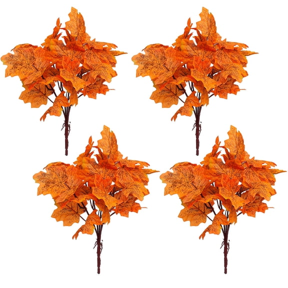 HUONA 4Pcs Artificial Silk Maple Leaf Bunch Autumn Maple Leaf Bunch Plants Home Decorative Ornament 35cm for Home Type 5
