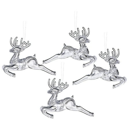 HUONA 4Pcs Christmas Transparent Reindeer Ornaments Pendent Reindeer Ornaments for Winter Christmas Tree Decorations Craft Reindeers