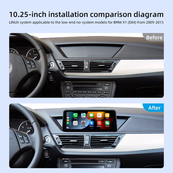 HUONA 8.9inch Touch Screen Dual System Car Stereo for BMW X1 E84 2009-2015 CIC System Low-configuration Support CarPlay Android Auto SWC Wifi Bluetooth Multimedia Receiver Retain Original Amplifer