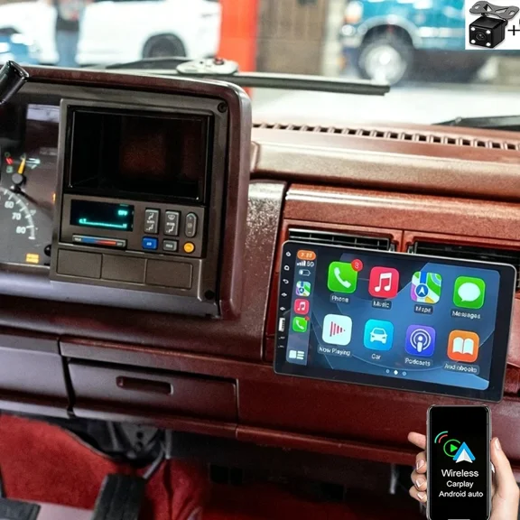 HUONA 9in Single Din Car Stereo For Chevy GMC Trucks 1988-1994, with Carplay Mirror Link Automobile MP5 Player, Support Bluetooth FM EQ USB SWC MIC, Mirror Link with 8 Lamp Camera