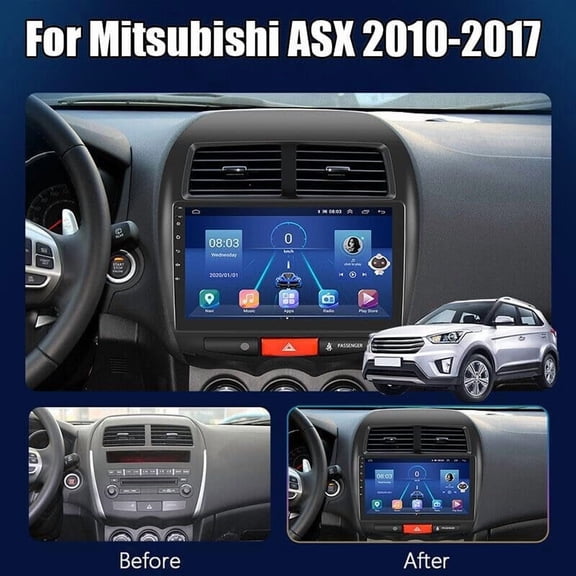 HUONA Android 13 Car Stereo GPS Navigation Head Unit 2+64G for Mitsubishi ASX 2010-2017 with Carplay Android Auto 10in Radio with Bluetooth WiFi FM/RDS SWC Split Screen + 4Led Backup Cam