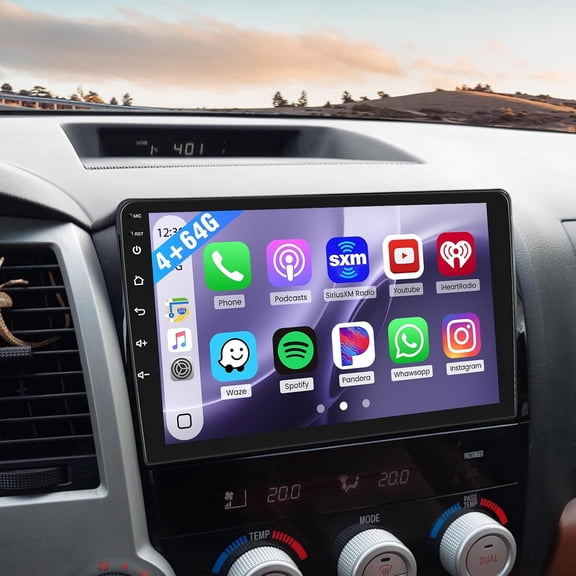 HUONA Android 15 Car Stereo Radio 10.1-inch Car Player Fit for Carplay/Android Auto WiFi Bluetooth Mirror Link 4GB+64GB GPS Navi Head Unit Compatible for Toyota Tundra 2007-2013, Sequoia 2008-2018