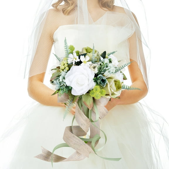 HUONA Bouquet Bridal Wedding Flower Bundle Simulation Flower Bundle for DIY Cake Center Piece Arrangement Baby Shower Party Decoration