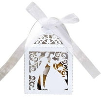 HUONA Candy Box Wedding Candy Paper Box Folding Gift Boxes Hollow Out Candy Box Lover Silhouette Paper Boxes for Chocolate Gift Snack Storage Wedding Birthday Decoration 50Pcs White