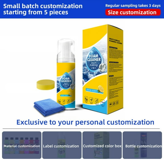 HUONA Car Interior Foam Cleaner Kit 150ML Cleaner with Wipe and Sponge Automobile Cleaning Agent Polishing Cleaner Set for Car Leather Seats, Dashboard, and Windows Cleaning