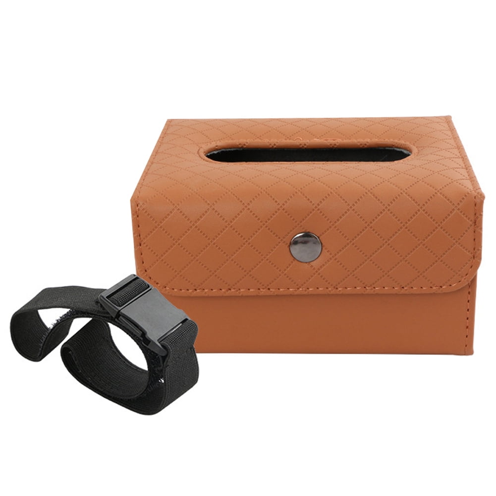 HUONA Car Sun Visor Tissue Box Leather Checkered Tissue Storage Box ...