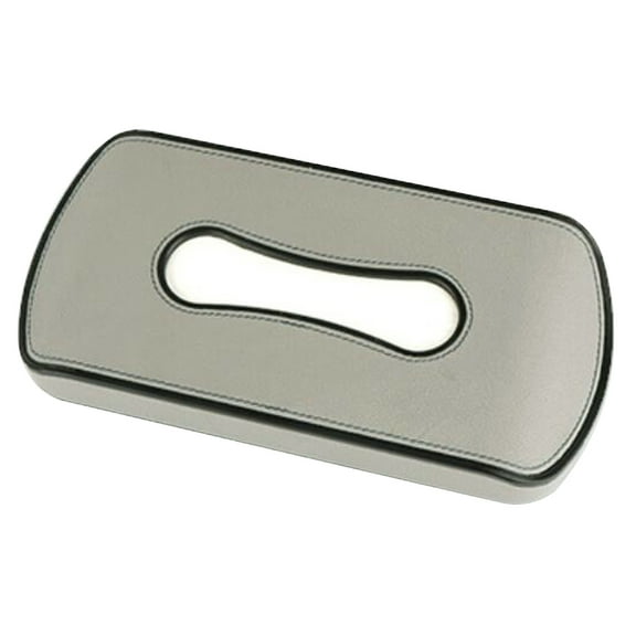 HUONA Car Sun Visor Tissue Box Multifunctional Leather Tissue Holder Hanging Clip-Type Tissue Storage Box Car Decoration Supplies Grey