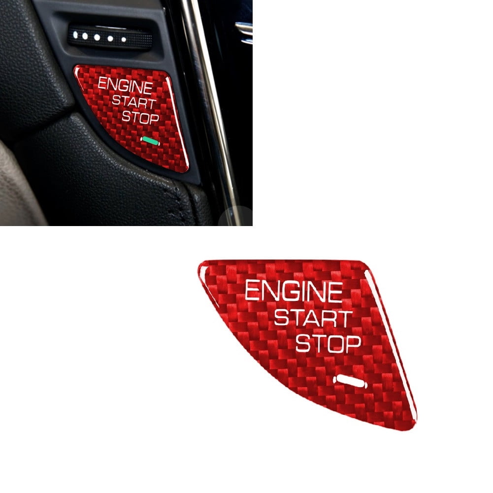 Rectangle Stop Button Sticker HUONA Carbon Fiber Car Engine Start Stop Button Decorative Sticker for ...