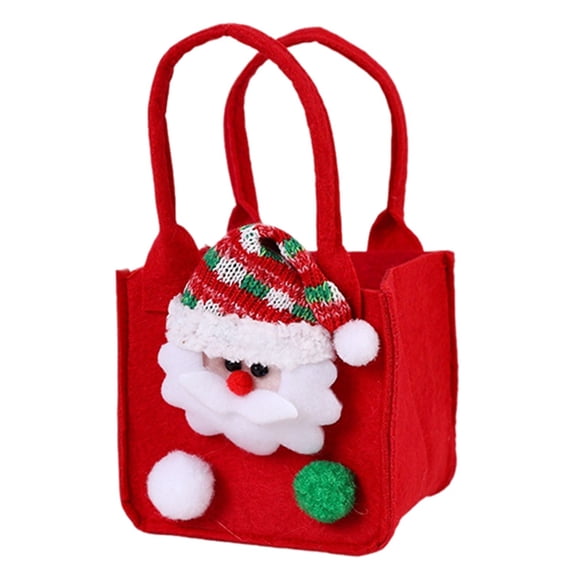 HUONA Christmas Apple Fruits Basket Christmas Decorative Non-Woven Fabric Gift Basket Candy Tote Bag Red