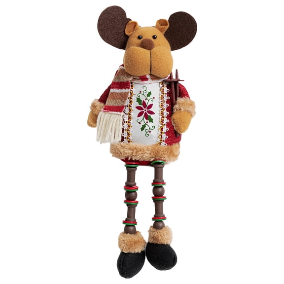 HUONA Christmas Doll Desktop Ornament Long Leg Doll Snowman Doll Big Beard Santa Claus Doll Scarf Elk Doll Tabletop Decoration for Christmas Tree Showcase Gift Box Festival Party Elk Style