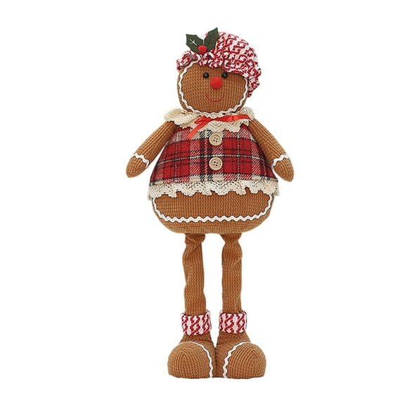 HUONA Christmas Gingerbread Doll Desktop Ornament Standing Gingerbread Doll Sitting Gingerbread Doll Long Leg Gingerbread Man Doll for Home Dining Table Fireplace Showcase Desktop Decoration Type 6