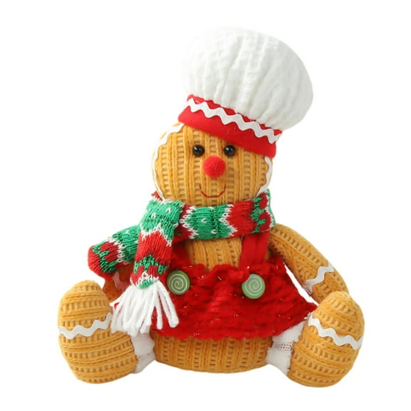 HUONA Christmas Gingerbread Doll Ornament with Light Fabric Gingerbread Man Decoration Sitting Gingerbread Man Doll Ornament for Window Sill Showcase Tabletop Decoration Christmas Party Gifts Red