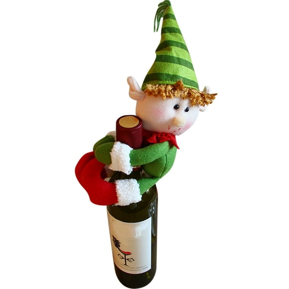 HUONA Christmas Plush Elf Figure Christmas Wine Bottle Ornament Decoration Doll Soft Door Window Table Tree Holiday Xmas Season Decor Party Favors