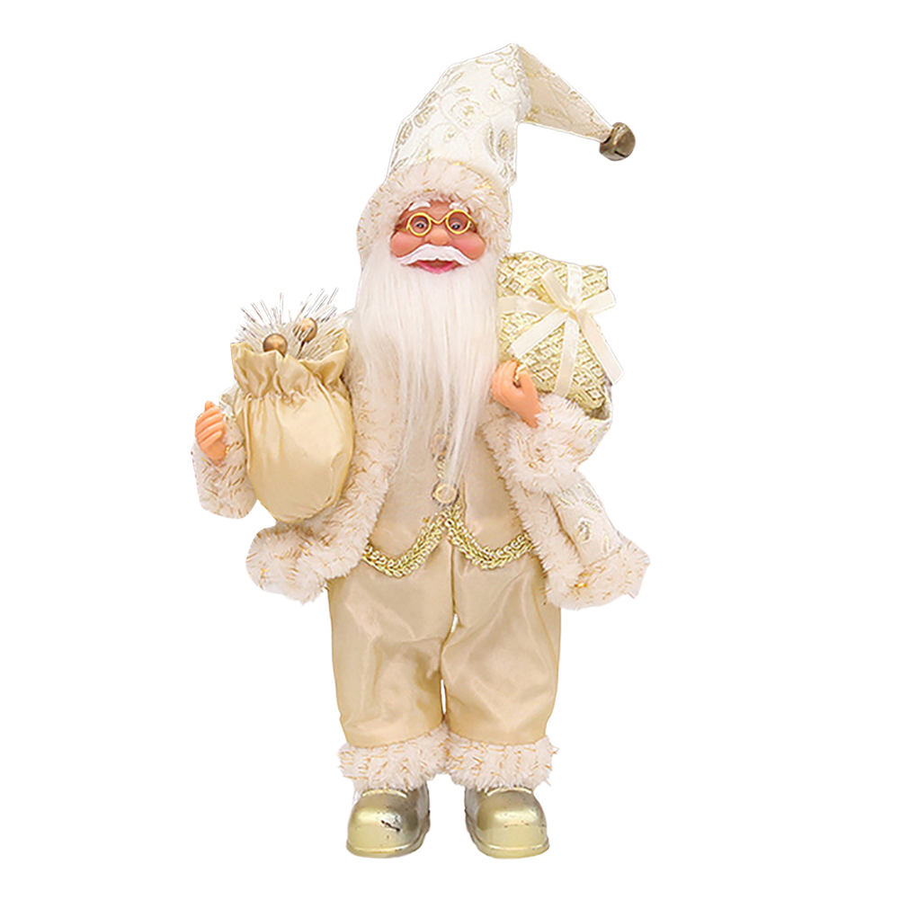 HUONA Christmas Santa Claus Ornament 30cm Traditional Standing Santa Claus Figurine Christmas Ornament for Home Fireplace Table Type 3