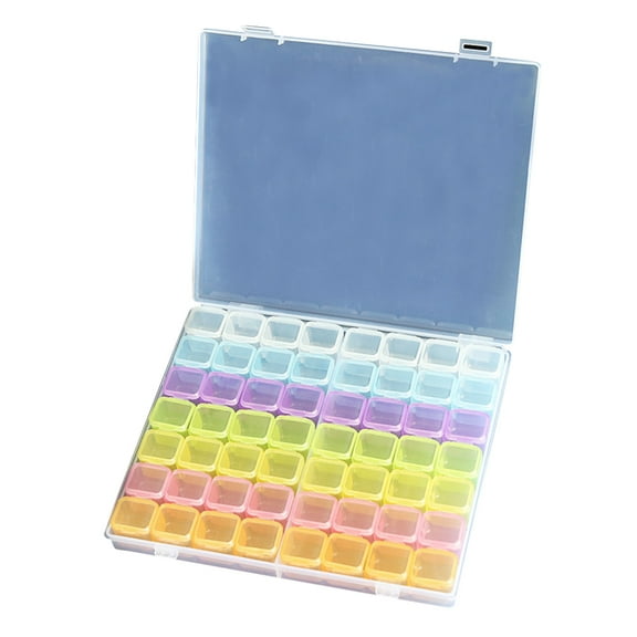 HUONA Diamond Beads Painting Containers Rhinestone Storage Box Diamond Bead Painting Organizer Nail Design Dotting Rhinestone Sequins Stickers Containers Tool 56 Grids Colorful