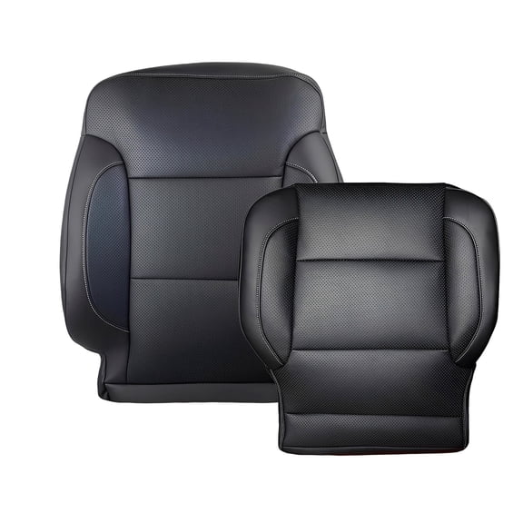 HUONA Driver Seat Cover Set Front Left Leather Seat Bottom Cover Seat Backrest Cover Kit for Chevrolet Silverado 1500 2014-2019 Black
