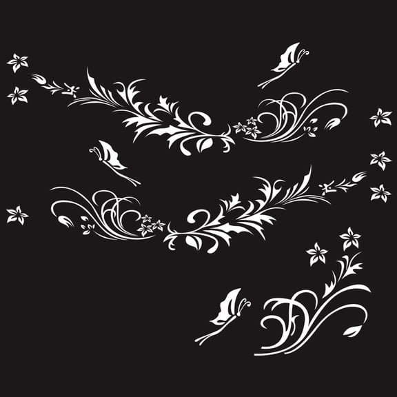 HUONA Fashionable Car Decorative Stickers Butterfly Flowers Vine Sticker Universal Auto Body Side Decals 3Pcs for Cars SUVs Trucks Off-Road Vehicles Accessories White