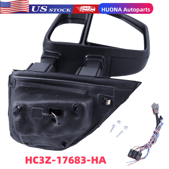 HUONA Front Left Side Mirror Turn Signal Driver Side Heated Glass Side View Mirror with BSM for Ford F-250 F-350 Super Duty 2017-2022 Replaces HC3Z-17683-HA