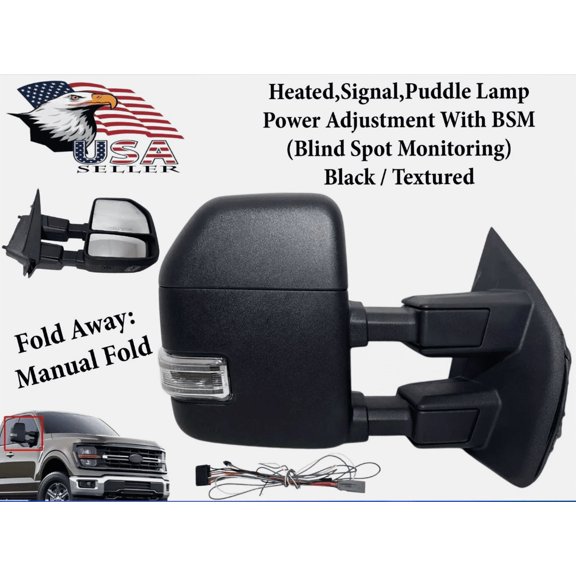 HUONA Front Right Side Mirror Turn Signal Passenger Side Heated Glass Side View Mirror with BSM for Ford F-250 F-350 Super Duty 2017-2022 Replaces HC3Z-17682-HA