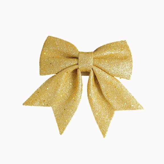 HUONA Glitter Christmas Bow Decorations Small Christmas Tree Bow Ornament Sequin Bow Ties for Xmas Wreaths Garland Tree Decoration Yellow