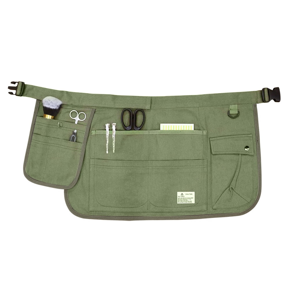 HUONA Half Apron Skirt Apron Canvas Apron Pocket Beauty Half length Apron Artisan Electrician Apron Wear Resistant Buckle Apron Dirty Proof Industrial Garden Tools Storage Olive