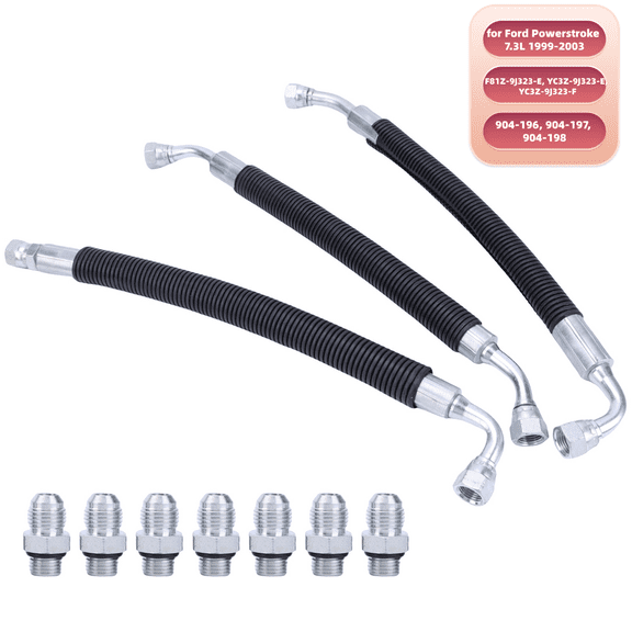 HUONA High Pressure Oil Pump HPOP Hoses Lines Kit and Crossover Line Compatible for Ford Powerstroke 7.3L 1999-2003