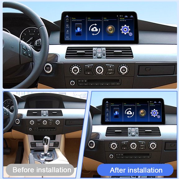 HUONA Linux System Car Stereo with Carplay Android Auto Car Player 5G WiFi BT 5.2 Mirror Link 12.3 Inch GPS Navigation Head Unit for BMW 5 Series E60 E61 E62 2005-2008 with CCC System