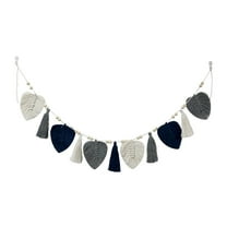 HUONA Macrame Wall Hanging Leaves Boho Chic Wall Decor Cotton Rope Handwoven Tapestry Wall Hangings for Every Space 15CMx150CM Dark Blue