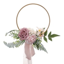 HUONA Metal Ring Simulated Wreath Floral Hoop Simulation Wreath Iron Ring Artificial Wreath Circular Ring Fake Flower Wreath Decoration for Bridesmaids Wedding Photos Wall Background Decoration Type 3