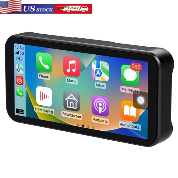 HUONA Motorcycle GPS Navigation Screen with Carplay and Android Auto 6.25in Touchscreen Head Unit for Scooter and Moped Bluetooth Audio Receiver Support Wifi Hands-free Calling Light-sensing