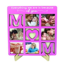 HUONA Photo Frame Wood Collage Picture Frame for Dad Mom Family Gift Wood Photo Frame Letter Love Wall Decor Picture Frame Desktop Stand Ornaments Wooden Collage Frame Gift Peach