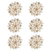 HUONA Set of 6 Pearl Flower Napkin Rings Diamond Napkin Rings Sparkling Serviette Buckles for Dining Table Wedding Party Family Dinner Decoration Gold