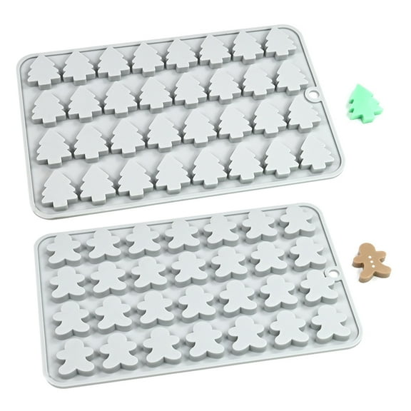 HUONA Set of 2 Christmas Silicone Mould for Candy Fudge Chocolate Food Grade Non-Stick and Flexible Mould DIY Baking Tools Type 1
