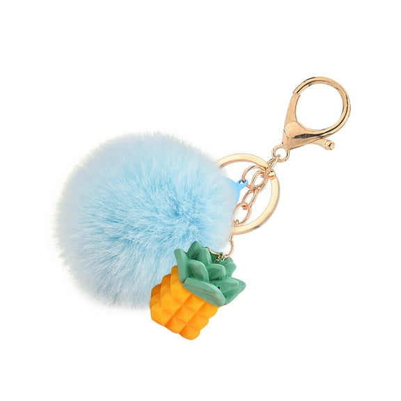 HUONA Soft Plush Ball Keychain Creative Geometric Fruit Key Charm Ladies Handbag Backpack Decorations Type B